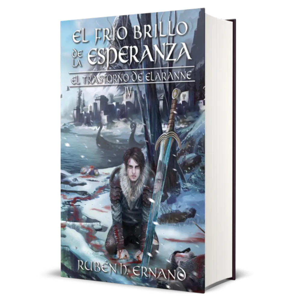 Portada de El frío brillo de la esperanza, libro de fantasía oscura de Rubén H. Ernand.