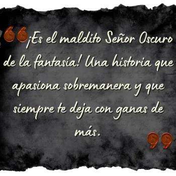 Sello de lacre naranja sobre el título honorífico de "Señor Oscuro de la fantasía"